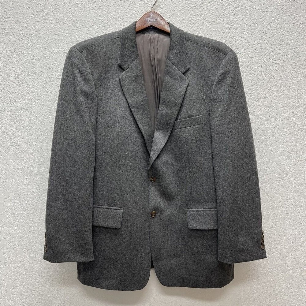RALPH LAUREN Mens Wool Blazer Soft Jacket Sport Coat 46R 48R Charcoal Gray